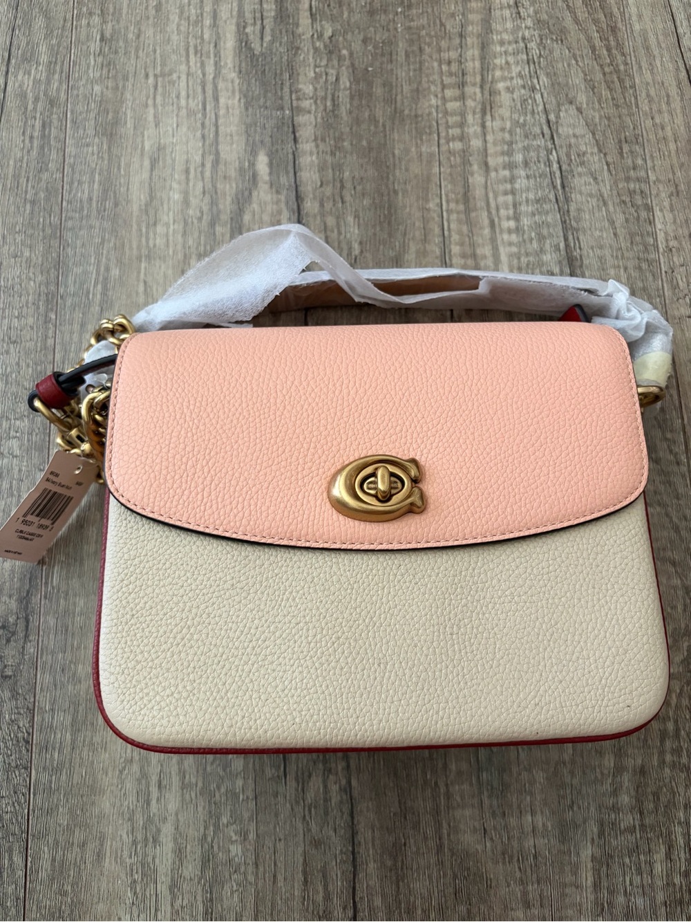Coach Cassie 19 Pebbled Leather Colorblock Crossbody - Pink & Cream
